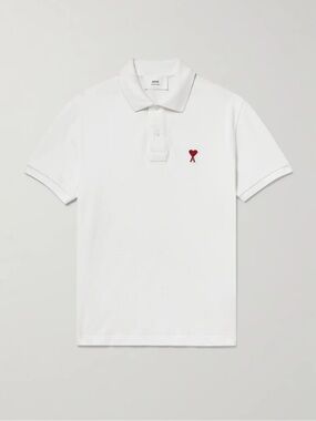 AMI PARIS Men White Polo Size S
